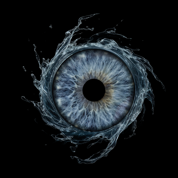 Modrá duhovka s vodním efektem